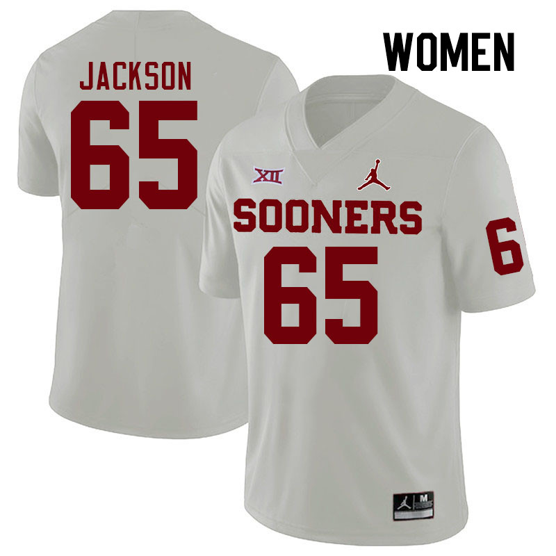 Women #65 Jayden Jackson Oklahoma Sooners College Football Jerseys Stitched-White